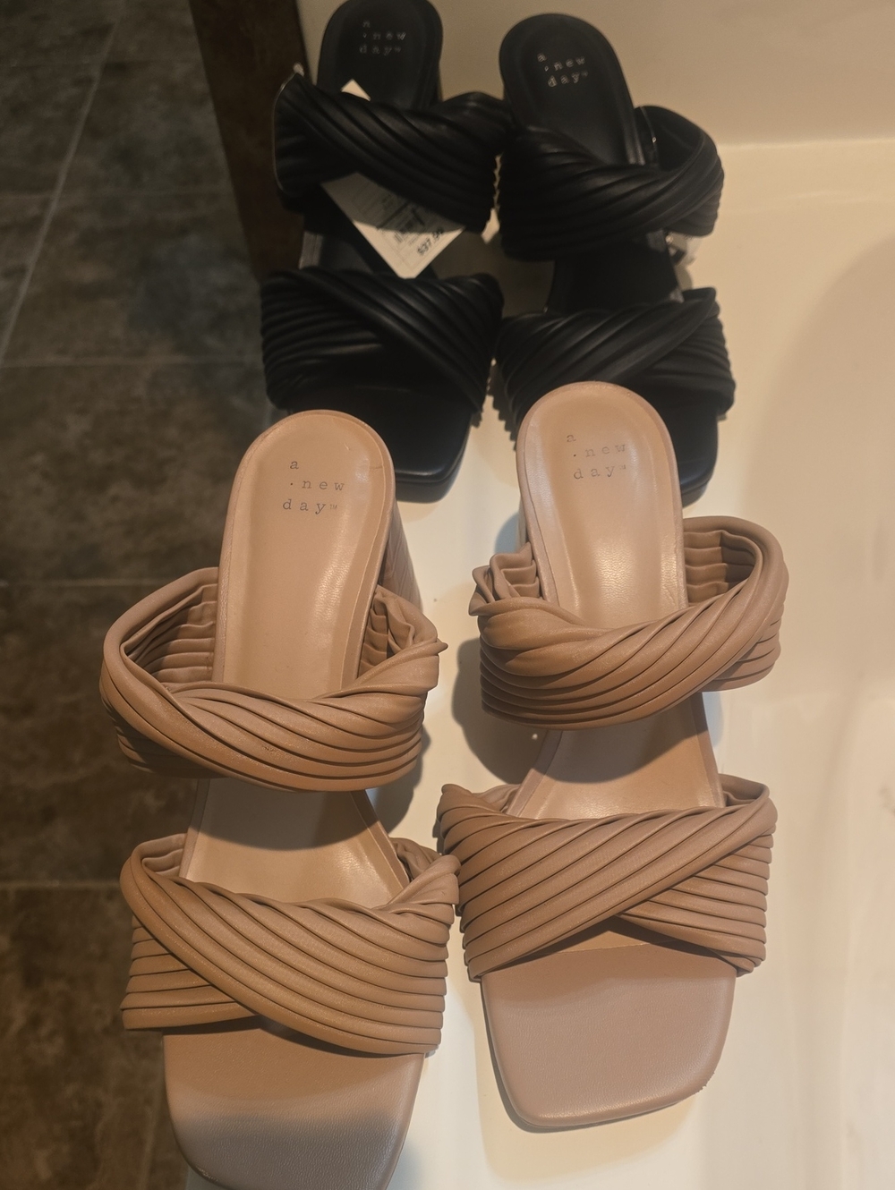 2 a new day Braided Slide Mules in Tan and Black